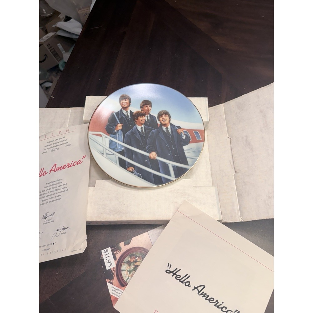 The Beatles Delphi Hello America Commemorative Plate COA